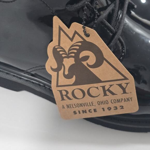 Rocky Boot Mens Size 6.5 Chukka Black High Gloss Professional Dress Shoe Lace Up - Picture 7 of 12